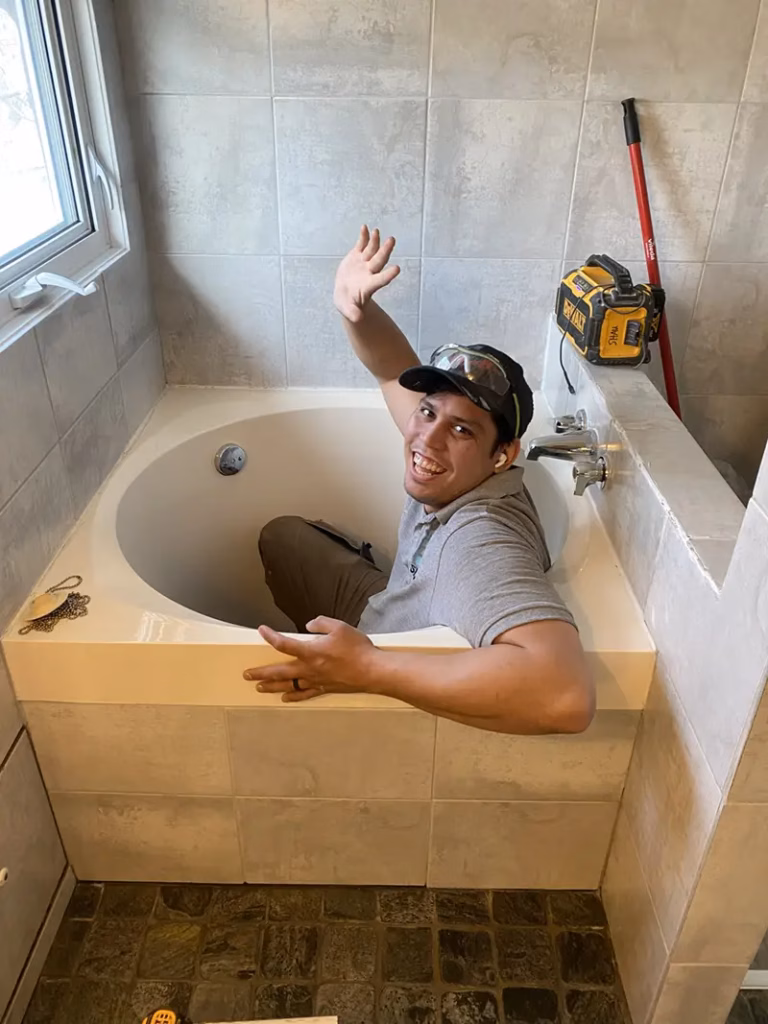 Demolition in progress during the Westgate bathroom renovation